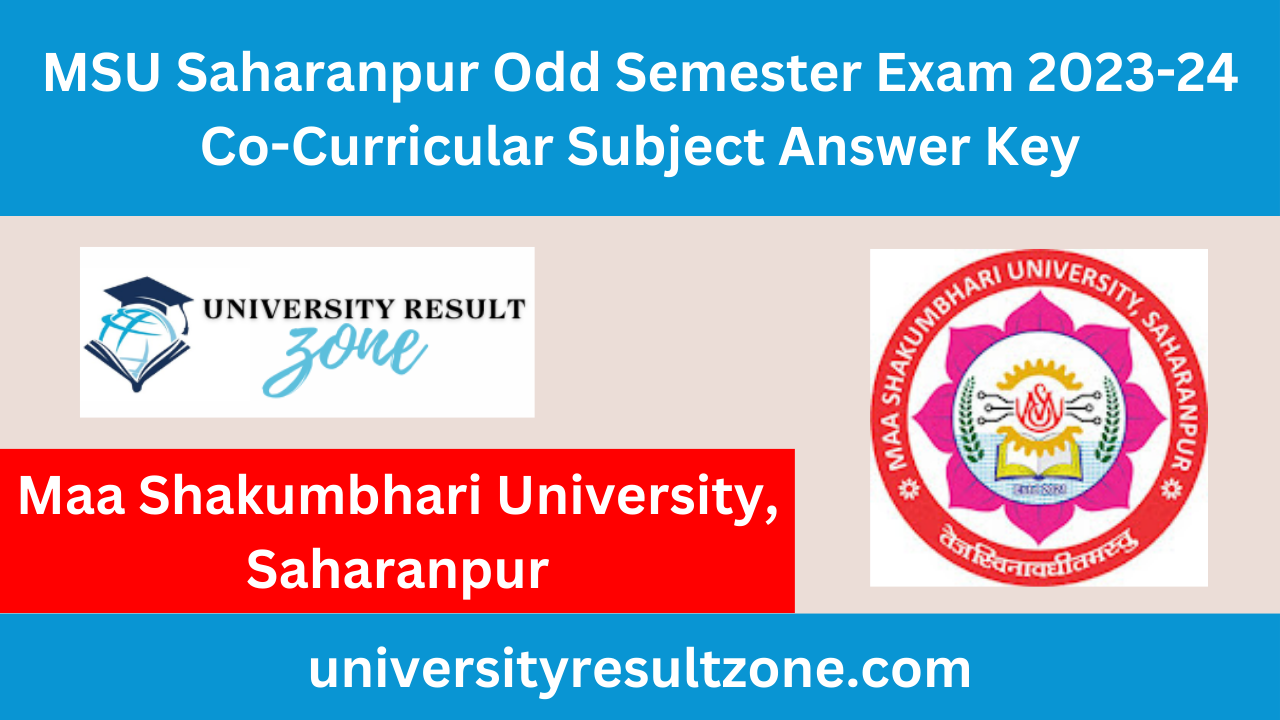 MSU Saharanpur Answer Key 2024