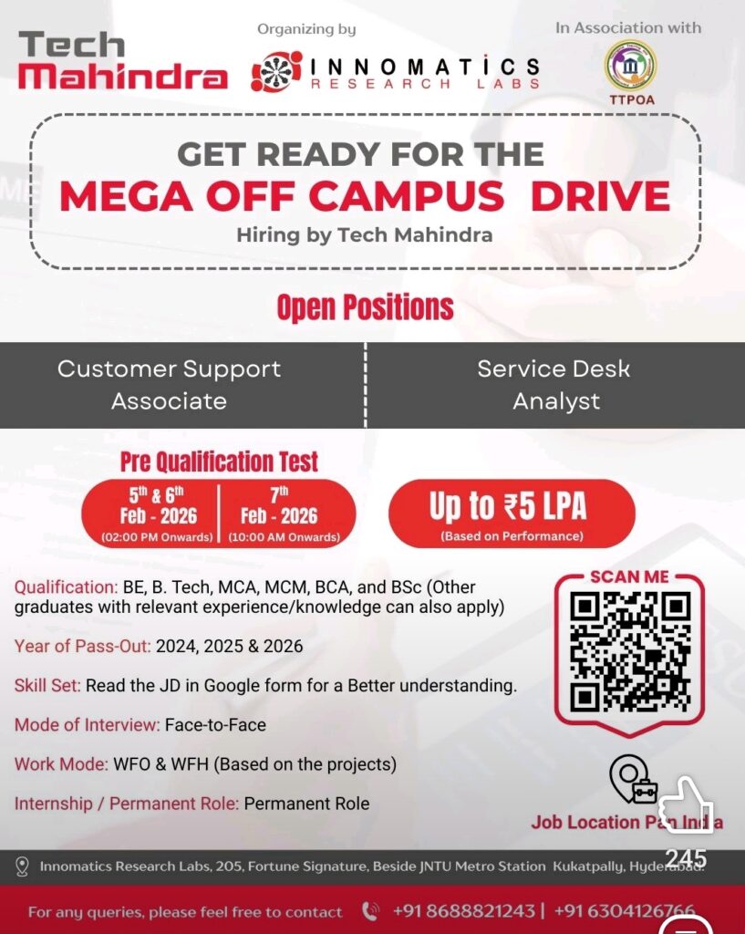 Tech Mahindra off campus drive 