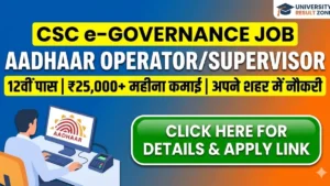 CSC Aadhaar OperatorSupervisor Job udaii