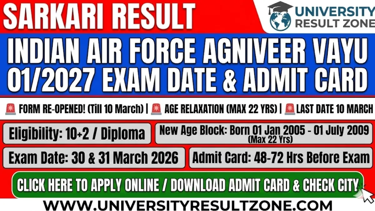 IAF Agniveervayu 012027 (Re-Open) आयु सीमा 22 वर्ष तक बढ़ी, 10वीं12वीं पास के लिए एयर फोर्स में बंपर भर्ती!