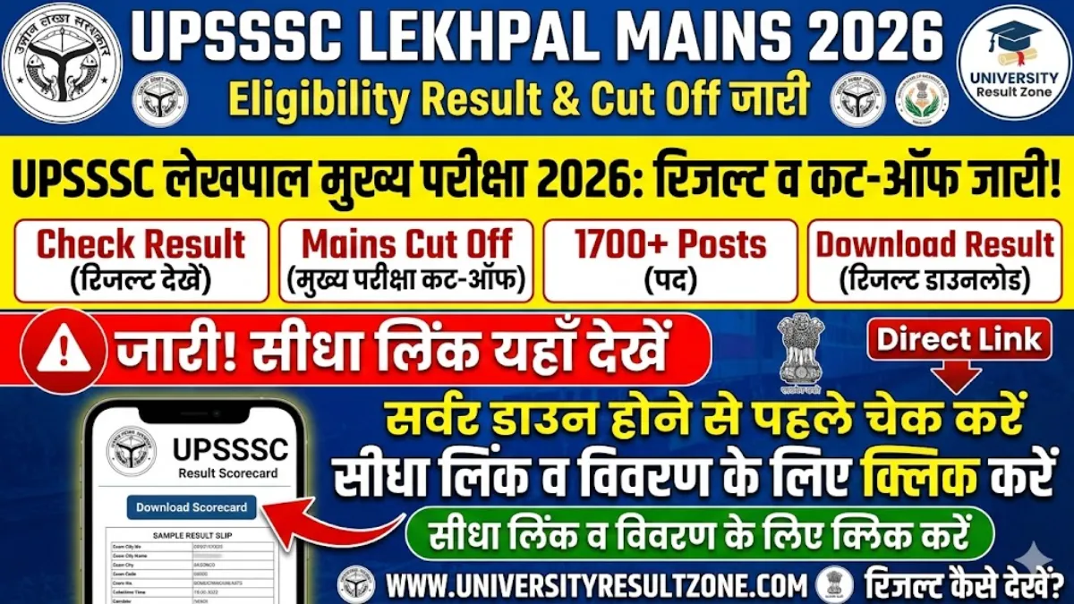 UPSSSC Lekhpal Mains Eligibility Result & Cut Off 2026
