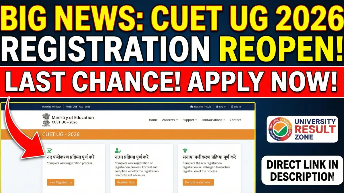 👉 CUET UG 2026 Registration Reopen Last Date 26 February Apply Online Link