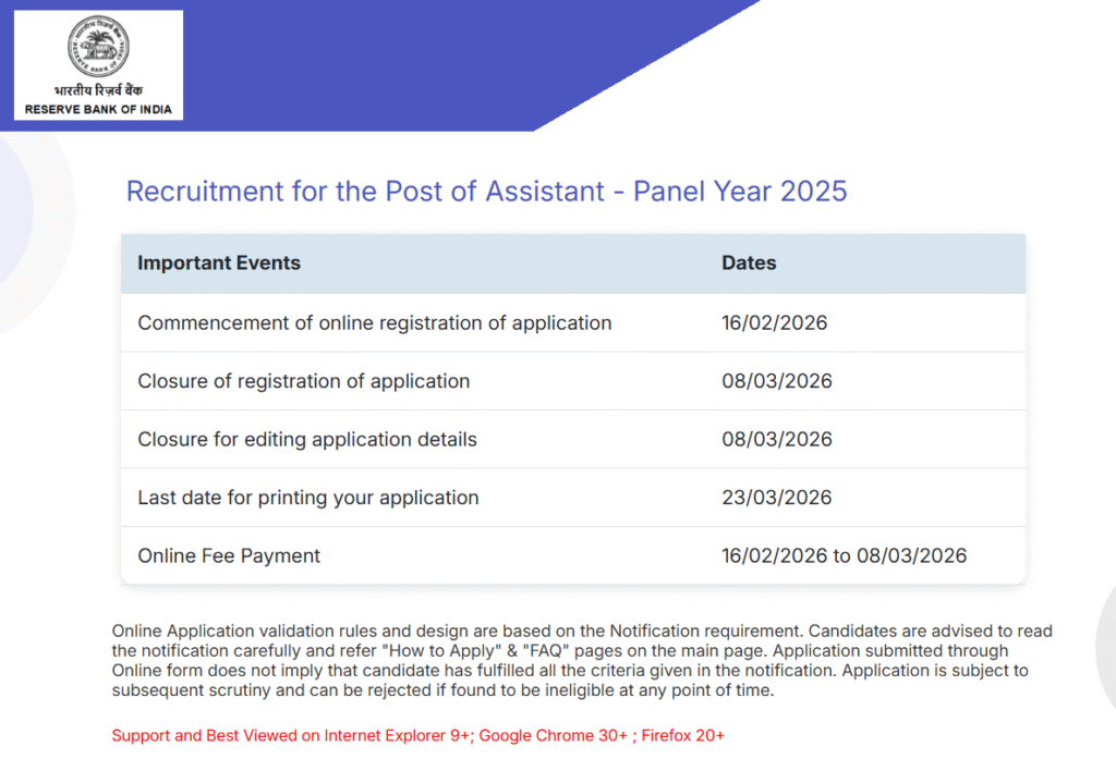 RBI Assistant Recruitment 2026