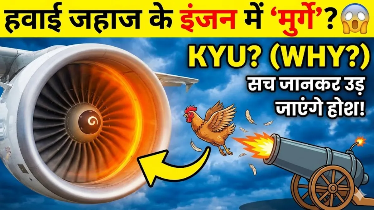हवाई जहाज के इंजन पर 'मुर्गे' क्यों फेंके जाते हैं?वजह जानकर उड़ जाएंगे आपके होश! 😱