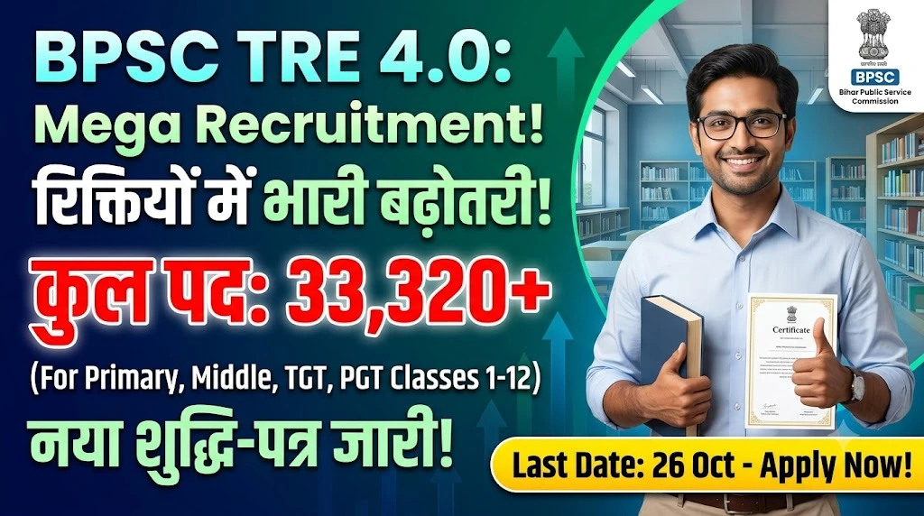 BPSC Teacher Bharti 2026 Notification Out: 33,320 पदों पर बंपर भर्ती, OTR रजिस्ट्रेशन शुरू